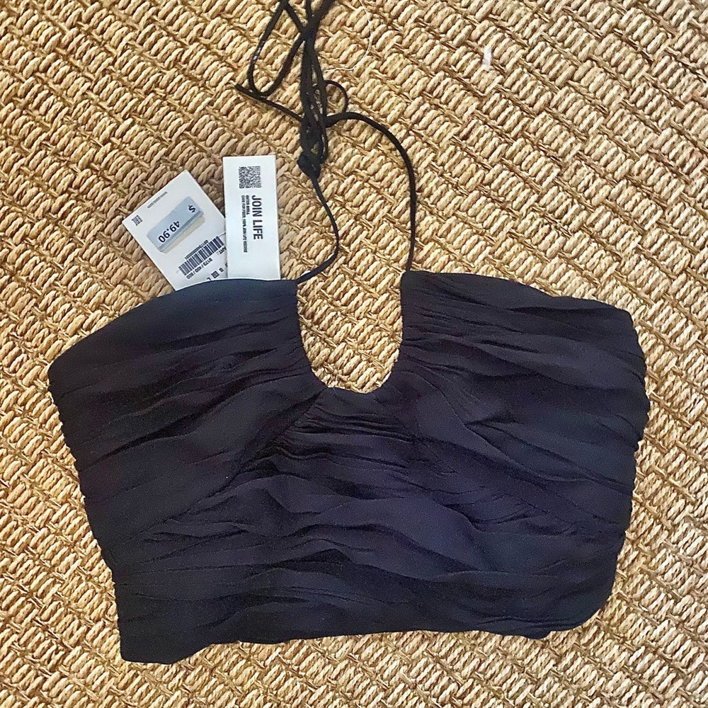 ZARA - black cross tie crop top - size M-NWT